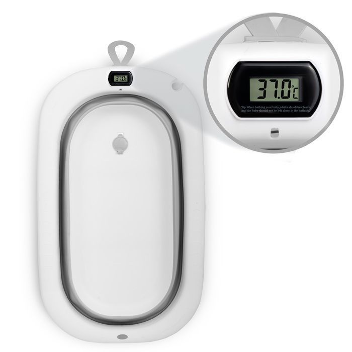 Ricokids Foldable Baby Bathtub - Newborn Insert - Built-in Thermometer - Foldable and Lightweight