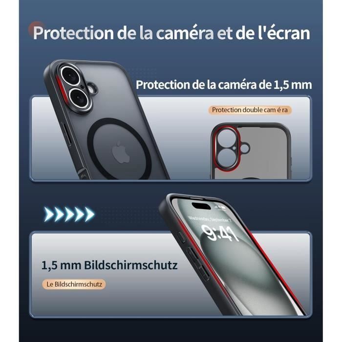 Capa para iPhone 16 - MASSILIA TECH - Magnética MagSafe - Preta