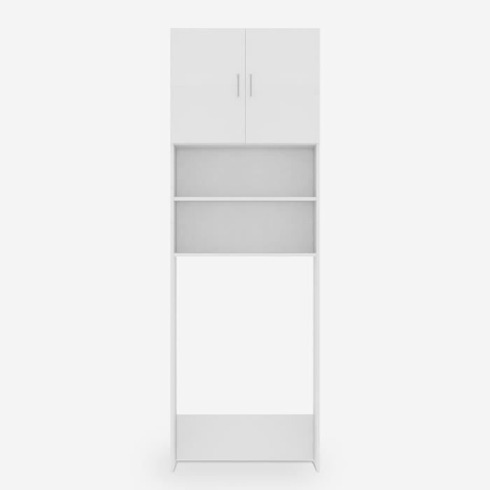 Meuble de buanderie colonne - AHD - Garda Ivory - 2 portes - 2 étagères - Peu encombrant