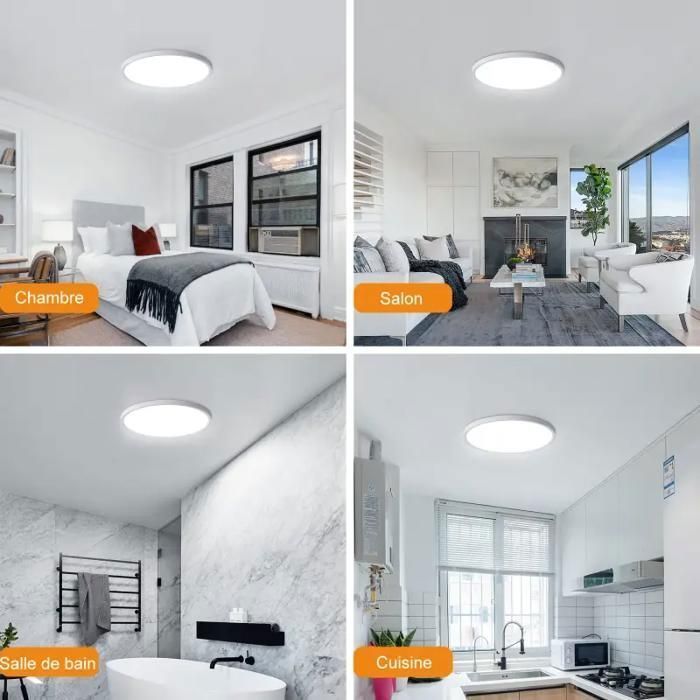 DELIPOP Moderne LED-plafondlamp 24W 6000K IP44 Waterdichte ronde plafondlamp voor badkamer, slaapkamer, keuken en woonkamer - Wit