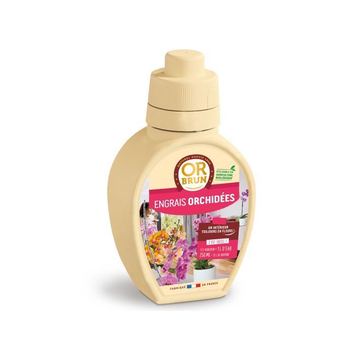 OR BRUN Orchid Fertilizer - 250ml - Improves & promotes growth - Made in France OBRECLORCH250
