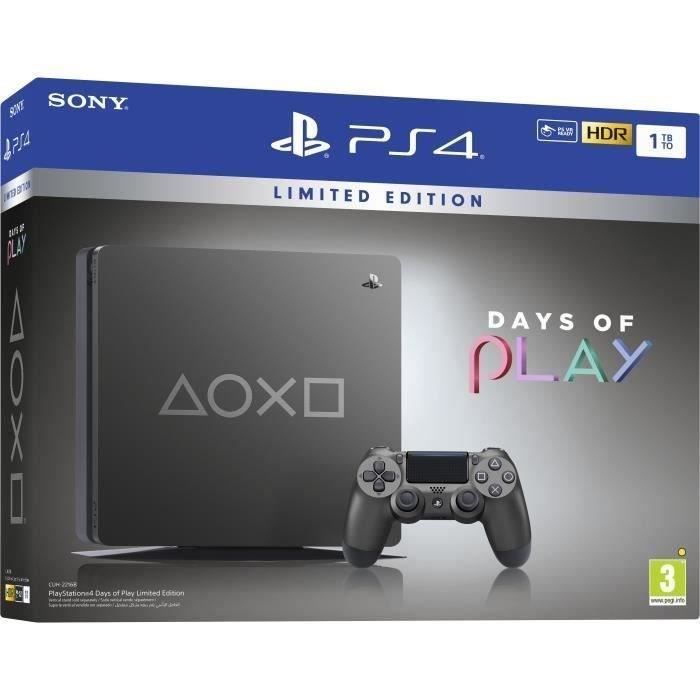 Sony PlayStation 4 Slim 1 To + 1 Manette - Gris - Edition Days Of Play - Reconditionné - Excellent état