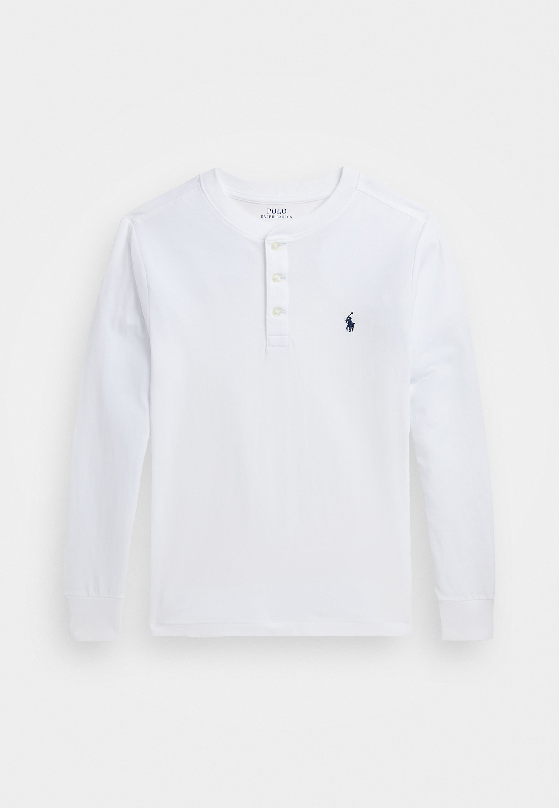 Polo Ralph Lauren T-shirt Henley in jersey di cotone - Maglia a maniche lunghe - bianca