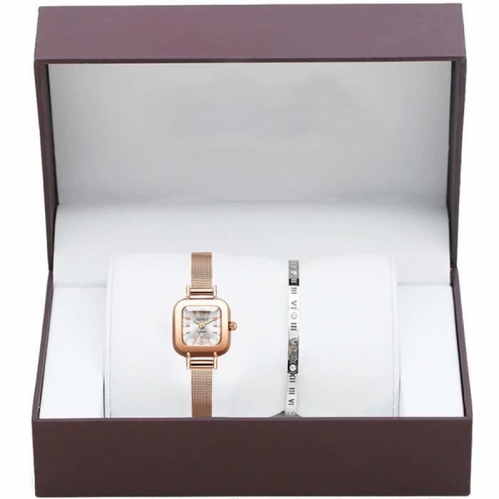 Coffret cadeau montre femme - RMEGA - Luxueuse et élégante - Bracelet tendance - Acier inoxydable