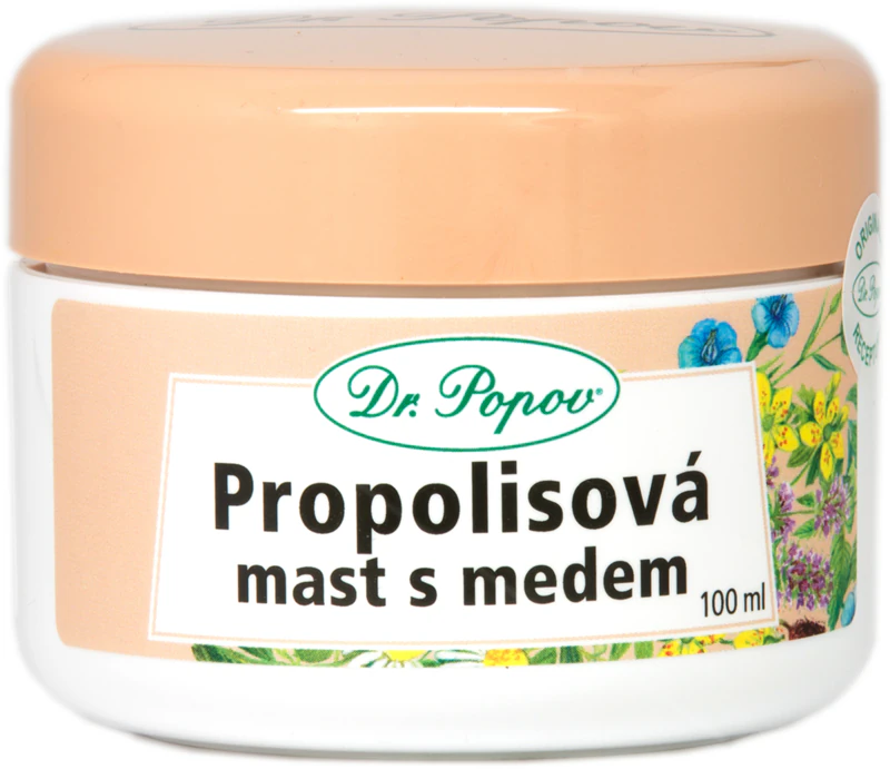 Pomada de ervas Dr. Popov com própolis e mel para pele com coceira e irritação.