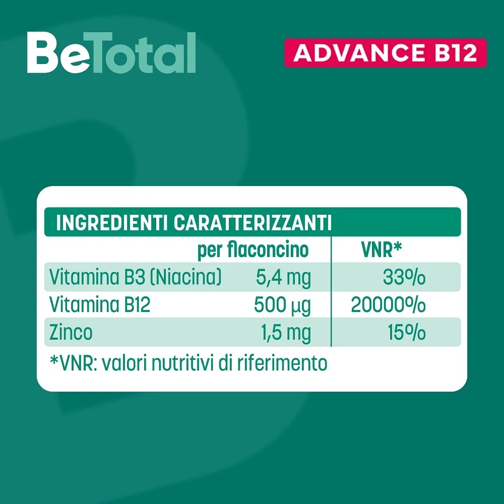 BE-TOTAL Be-Total Advance B12 15 frascos Suplemento alimentar Vitamina B12 Vitamina B Zinco