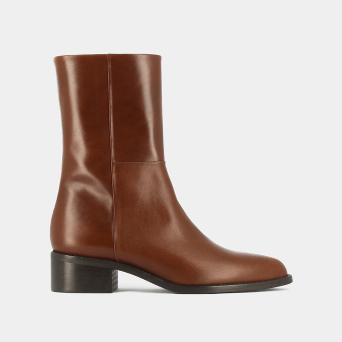 Bottines à talons  en cuir marron