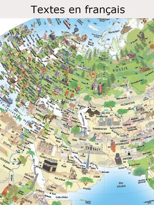 Tecnodidattica – Atmosphere Family Massieve Wereldbol voor Kinderen | Verlicht | Geïllustreerde Kaart | 30 cm Diameter – Tekst