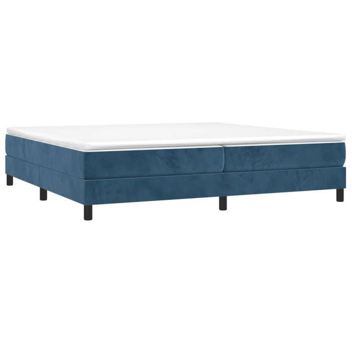 Cama de madera azul de 200 x 200 cm - Estable y duradera - Estructura de cama de muelles azul oscuro de 200 x 200 cm, terciopelo 001_319432