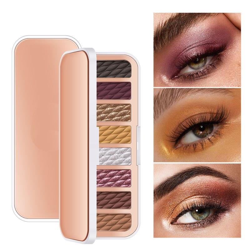 Palette de fards à paupières 8 couleurs, fards à paupières pailletés, enlumineurs, finis mats et nacrés, pigments en poudre, palette de maquillage pour les yeux