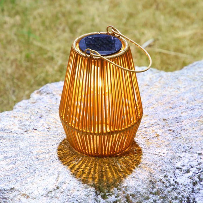 Farol solar de jardín para exteriores, 2 luces solares exteriores IP65 hechas a mano, faroles solares colgantes ideales para jardines.