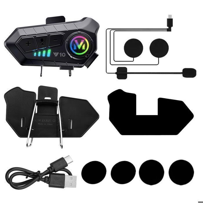 Intercomunicador para motocicleta con Bluetooth para casco: asistente de voz, cancelación de ruido dual, llamadas HD, música y navegación simultáneas.