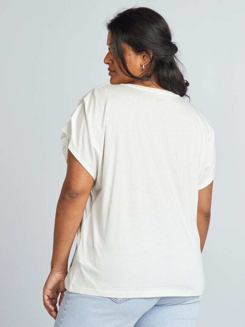 Effen T-shirt met korte mouwen - WIT