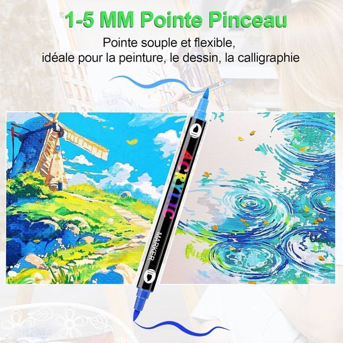 168 Couleurs Feutres Acrylique Coloriage,Feutre Peinture Acrylique, Séchage Rapide & Anti-Taches, Non Toxique &Sans Odeur,84 pièces