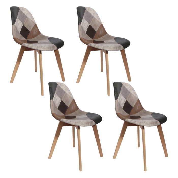 Set Of 4 Chairs - Home Deco Factory - Patchwork - Multicolor