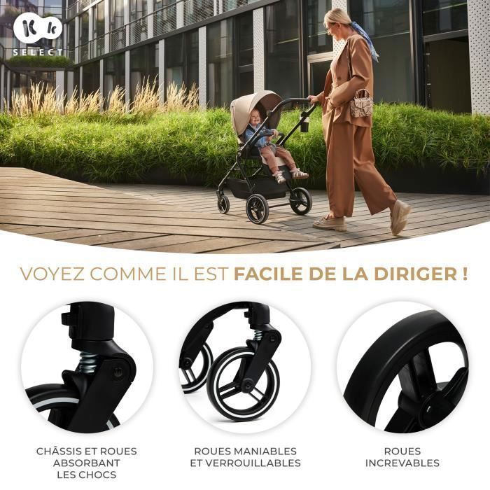 Cochecito multifuncional 2 en 1 Kinderkraft YOXI, ligero y manejable, impermeable con filtro UPF50+, hasta 4 años, negro.