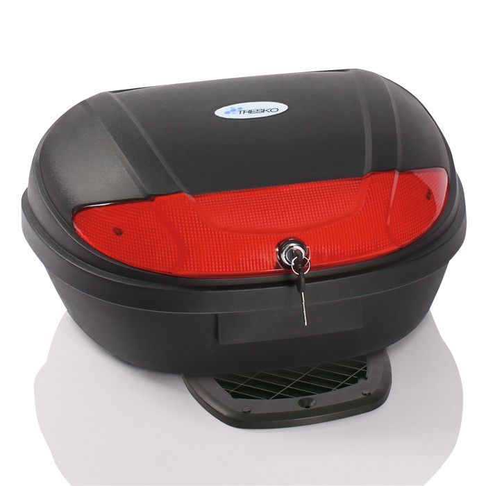 Maleta trasera para motocicleta TRESKO® XXL de 48 litros: capacidad para 2 cascos, montaje rápido, resistente a salpicaduras, para motocicletas, scooters, ciclomotores y quads.
