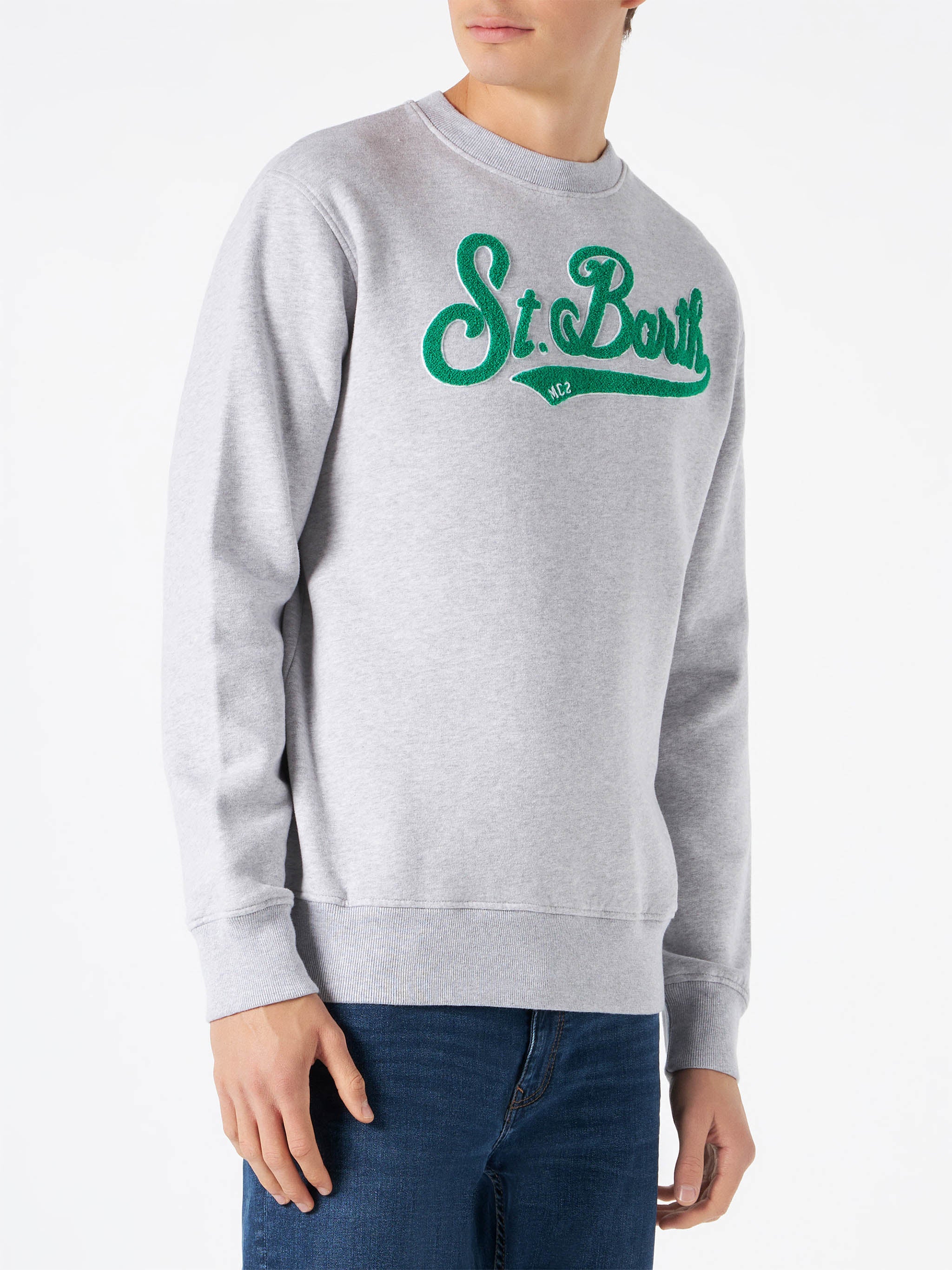 Sweatshirt met ronde hals voor heren met badstof logo