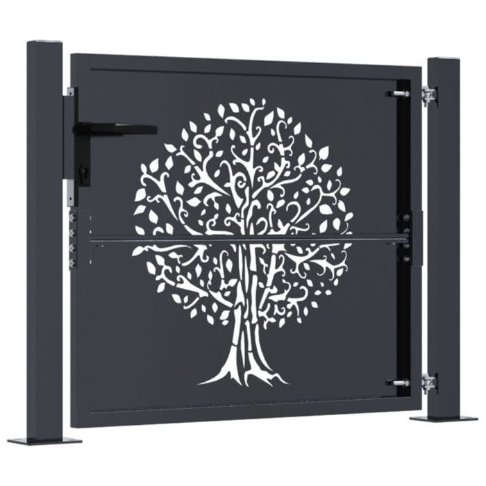 vidaXL Garden Gate, Patio Gate, Security Barrier, Outdoor Gate, Anthracite 105x80 cm Steel 153154