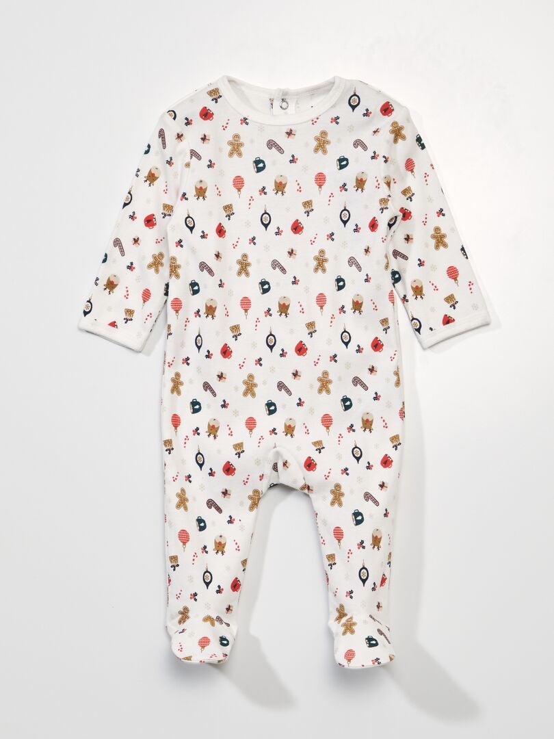 Conjunto de pijama de Natal + body + babador - BRANCO