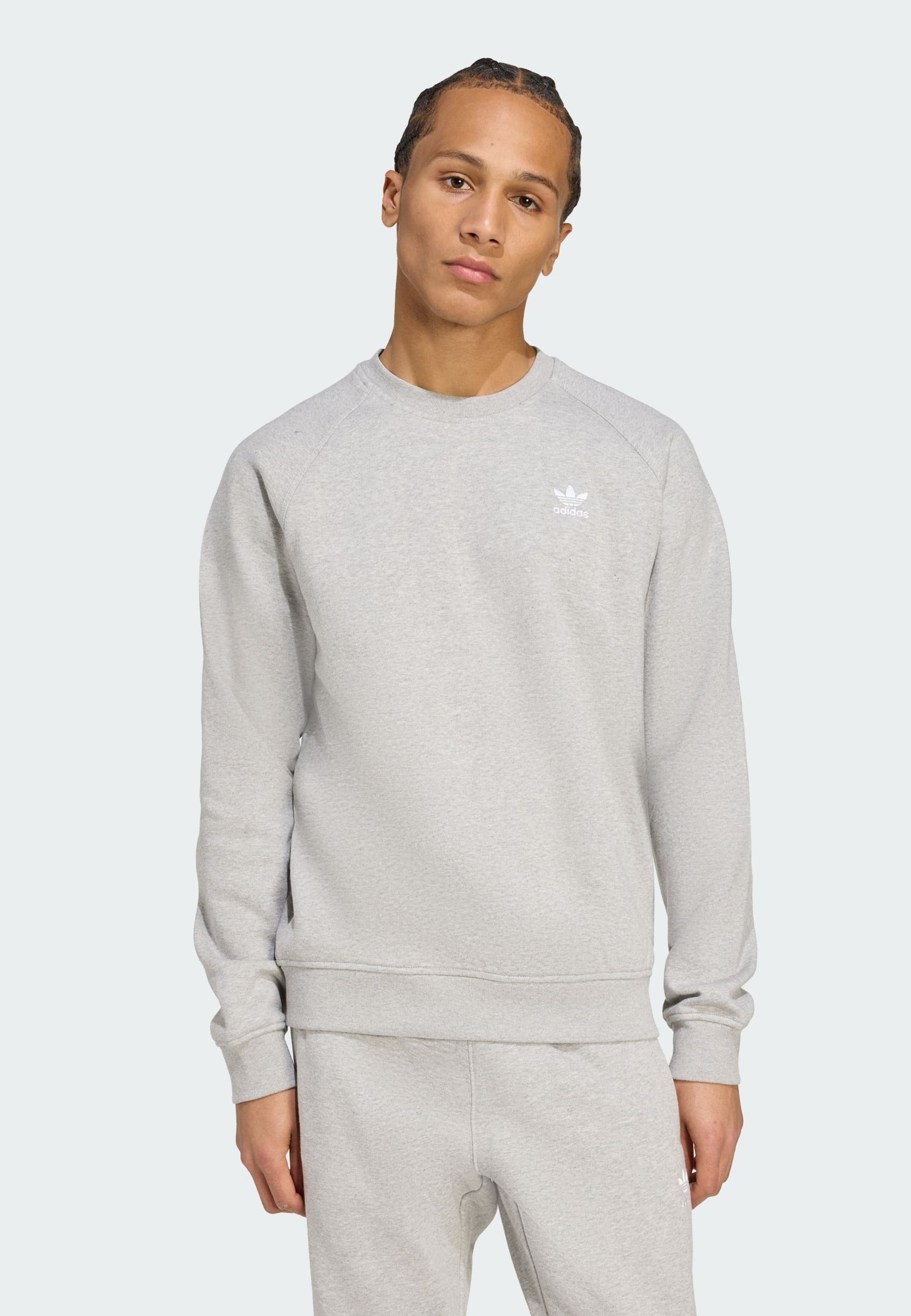 adidas Originals ESS CREW - Sweat-shirt - gris chiné moyen et blanc