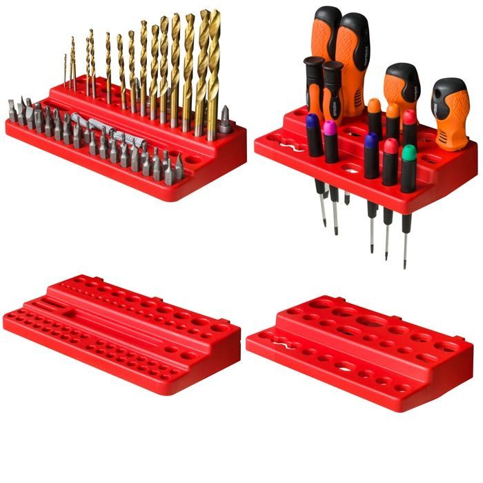 Panneau mural pour outils - BOTLE - 156 x 78 cm - 76 pcs - Plastique Rouge et Noir