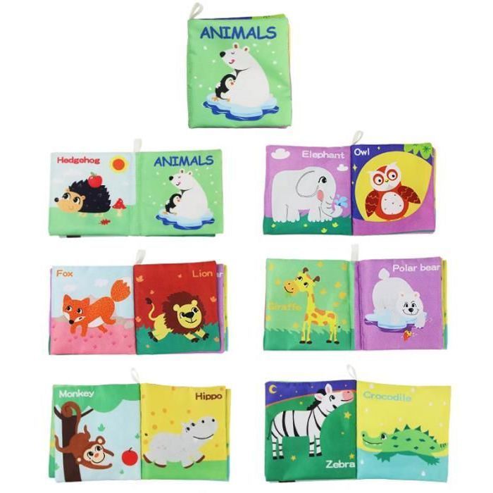 Set van 6 stoffen boekjes, zachte babyboekjes voor de vroege ontwikkeling (0-3-6 maanden), babyboekje als cadeau voor pasgeborenen