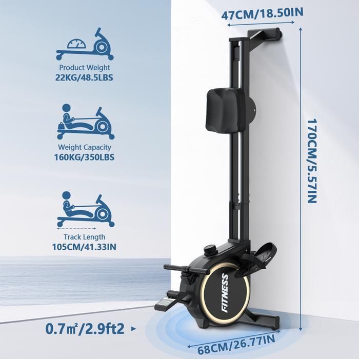 Rameur magnétique - DSKEUZEEW - Pliable - Bluetooth - Écran LCD - 16 niveaux de résistance