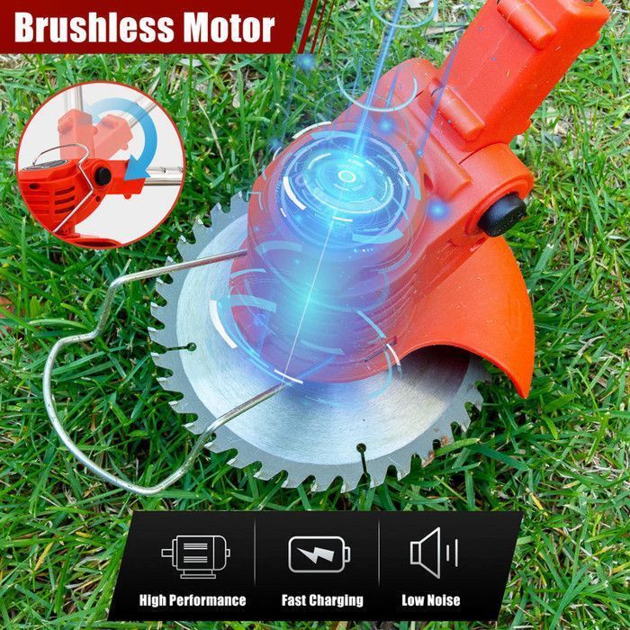 OUTIGO Cordless Electric Brush Cutter, Lawn Trimmer, Adjustable Handle, Cordless Brush Cutter, Foldable