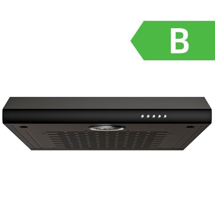 Cappa aspirante con visiera FIREGAS da 60 cm - 3 velocità - Aspirazione e ricircolo - Classe B - Filtro in cotone - Nera