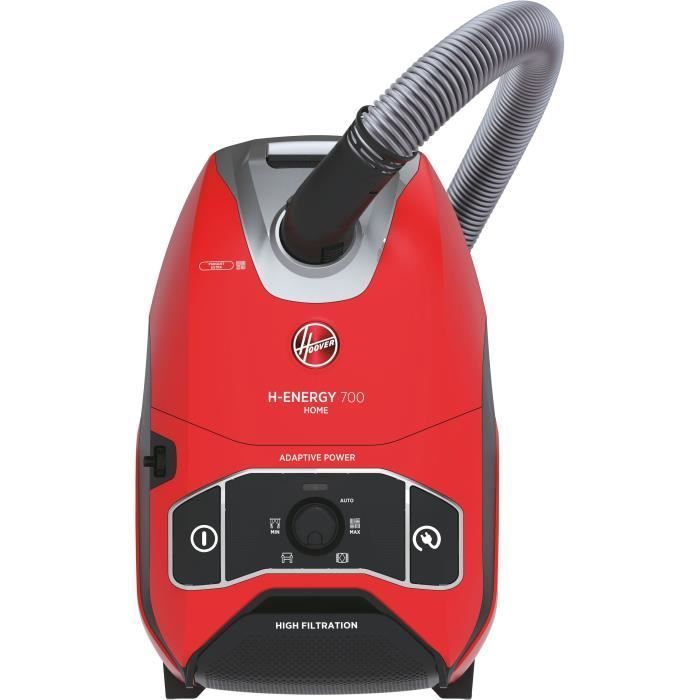 HOOVER HE710HM Stofzuiger met stofzak, ultra krachtig 850W, stil 64 dB, grote capaciteit van 5 liter + parketborstel - rood en
