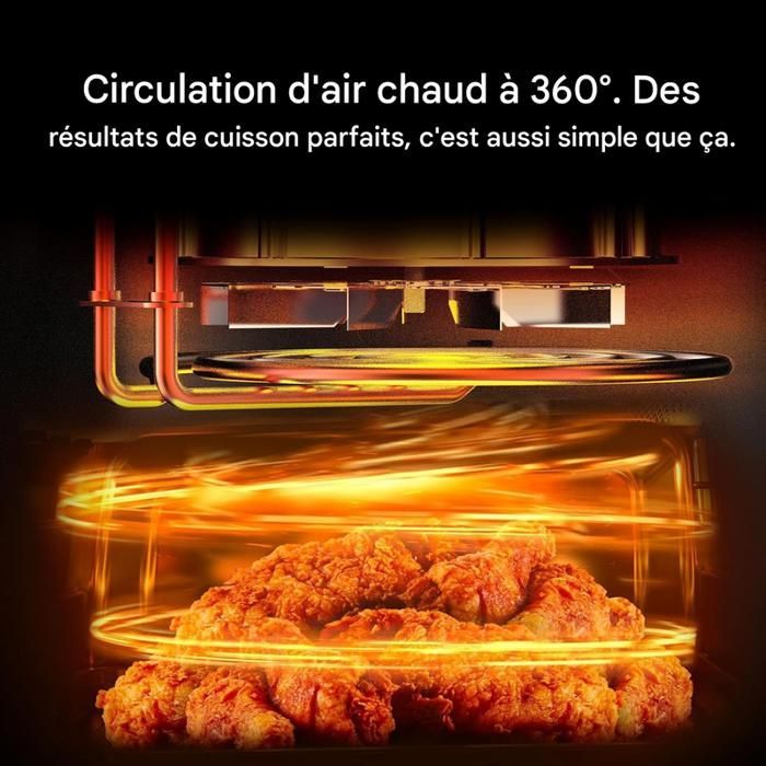 Friteuse sans Huile 12L - Panier Flexible - Écran LED - Cuisson 360° Sans Huile - 10 Programmes - Fenêtre transparente - Air fryer
