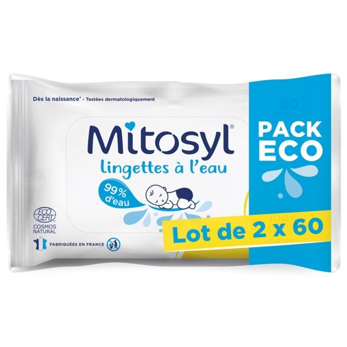 Mitosyl Water Wipes - 2 Packets of 60