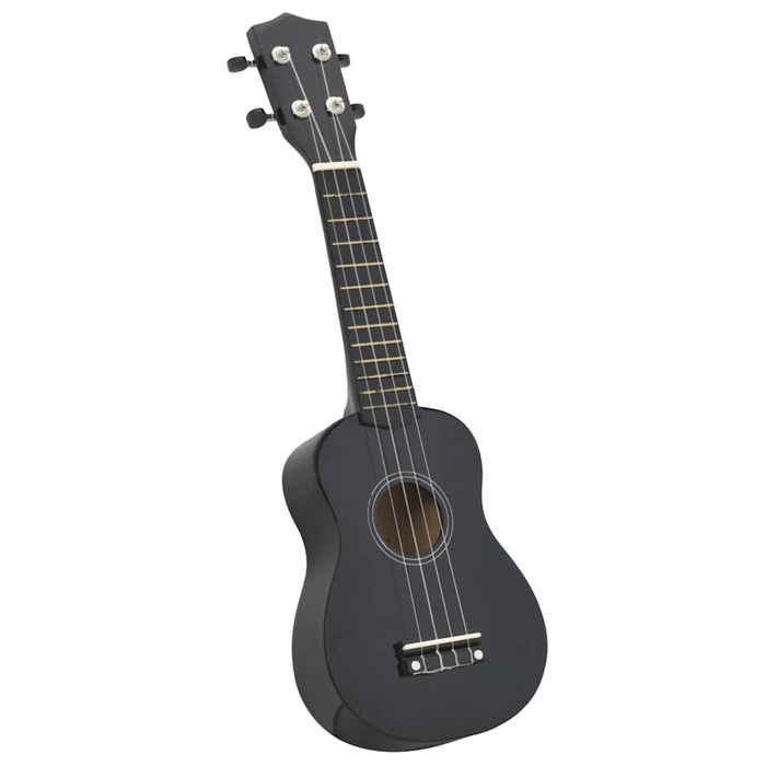 Set de ukelele soprano vidaXL con funda para niños, negro, 23