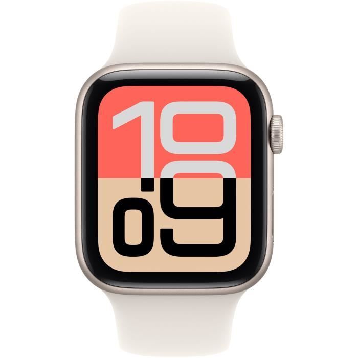 Apple Watch SE 3 GPS - 44mm - Boîtier Starlight Aluminium  - Bracelet Starlight Sport Band - S/M