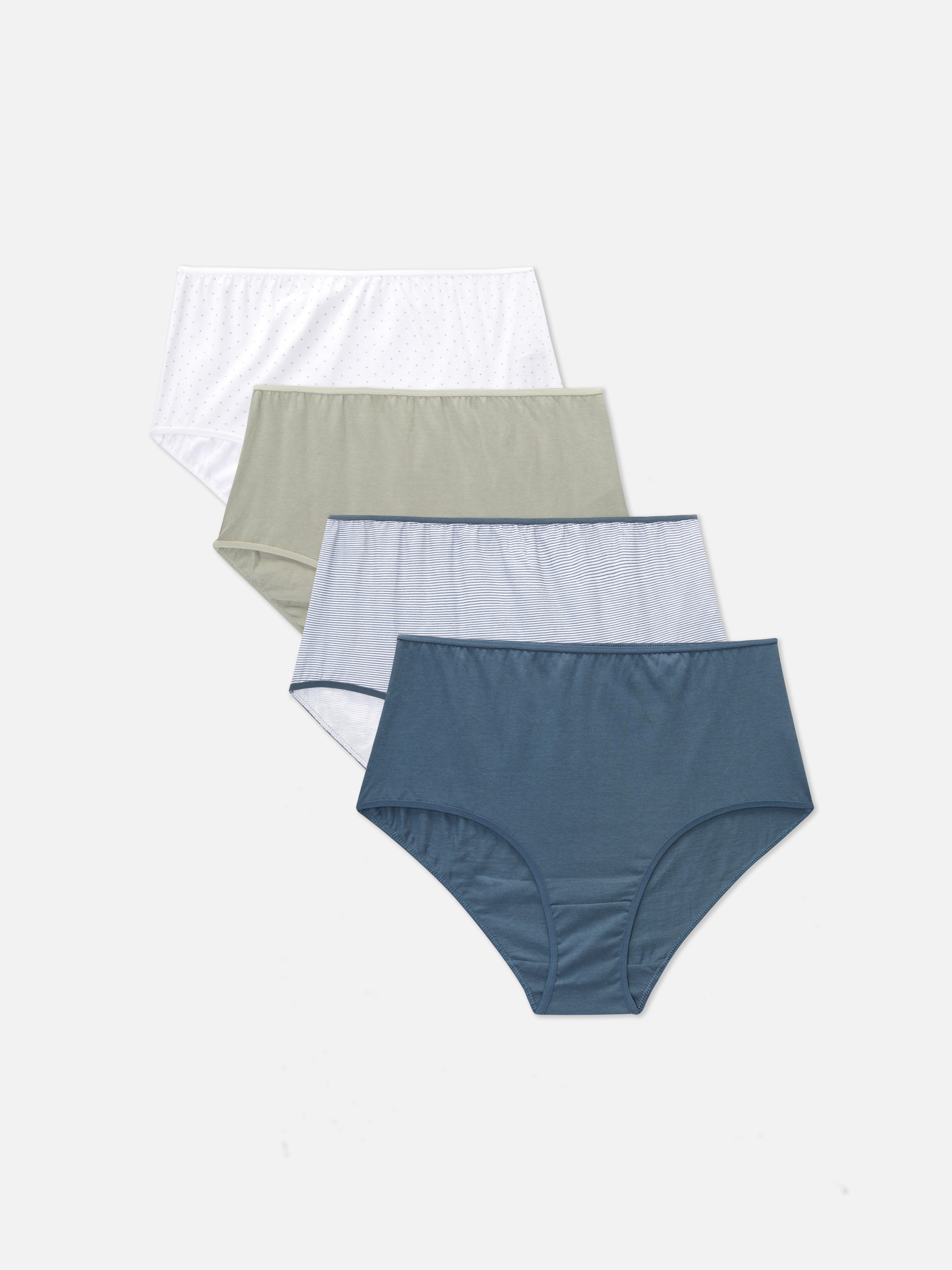 Slips mit vollständiger Abdeckung für den täglichen Gebrauch, 4er-Set. Genießen Sie täglichen Komfort mit unseren vier hochgeschnittenen Slips.