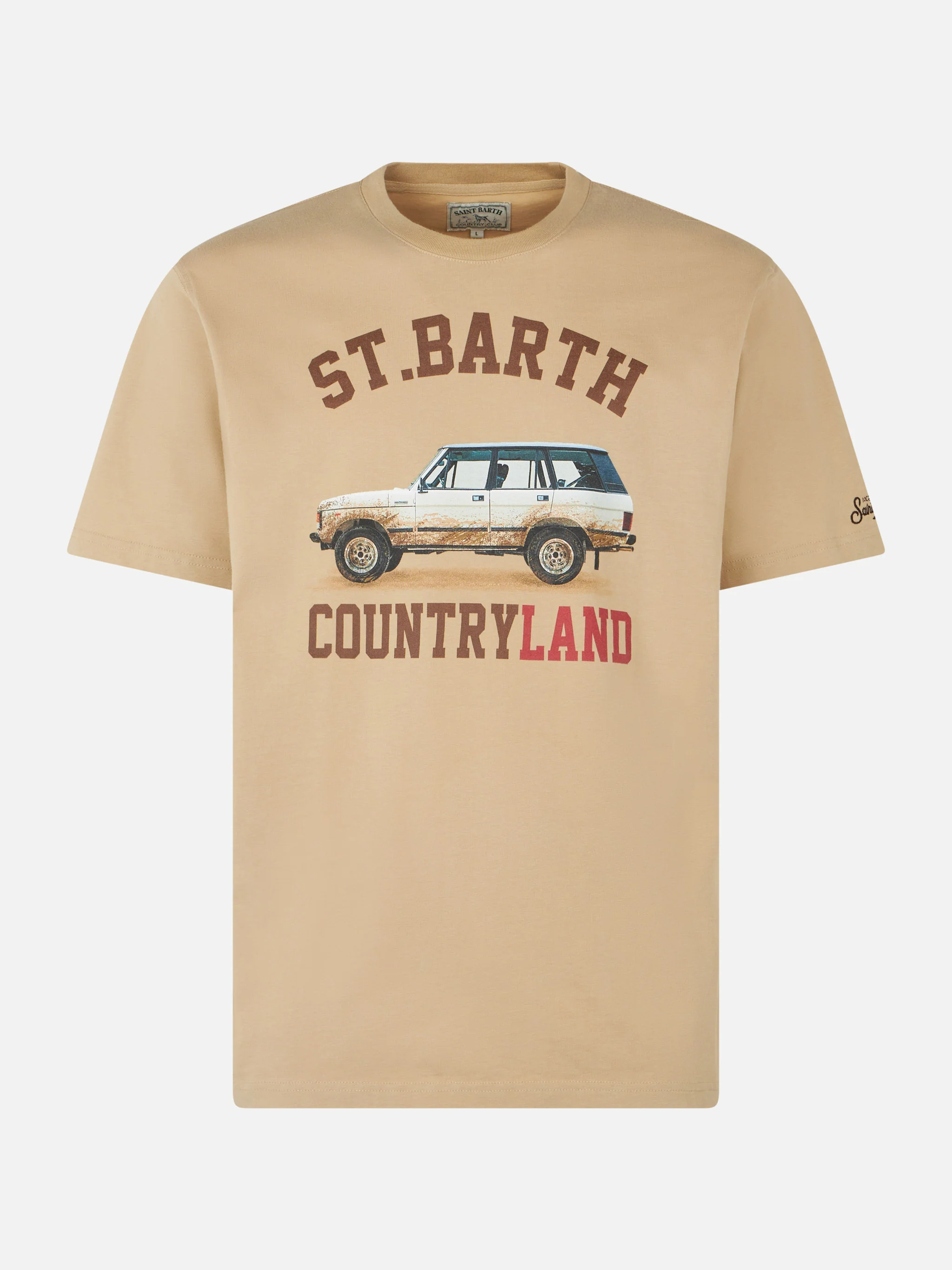 Schweres Herren-T-Shirt aus Baumwolle mit St. Barth-Landschaftsmotiv