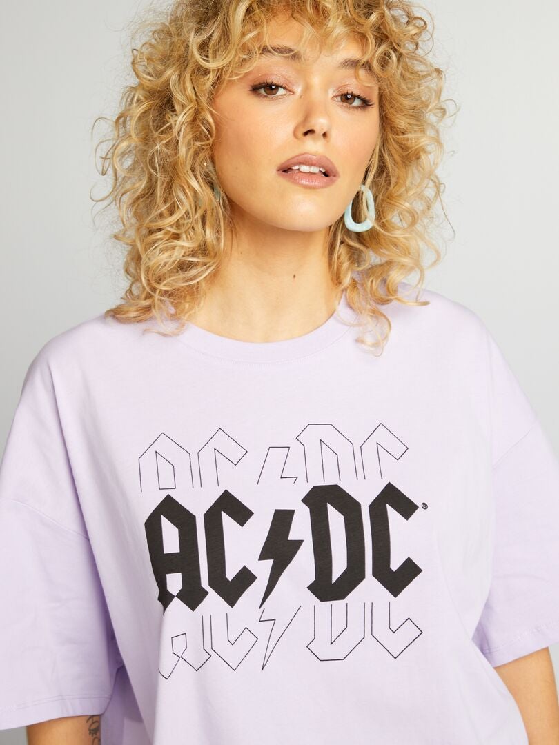 AC/DC T-shirt met ronde hals - PAARS