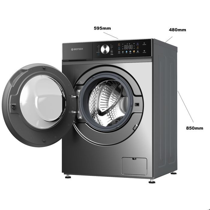GEDTECH Voorlader Wasmachine GLLPS91400DG - 9 kg - 1400 tpm - 16 Programma's - Eco - Intensief - Snel - Zeer Laag Verbruik - Kleuren LED