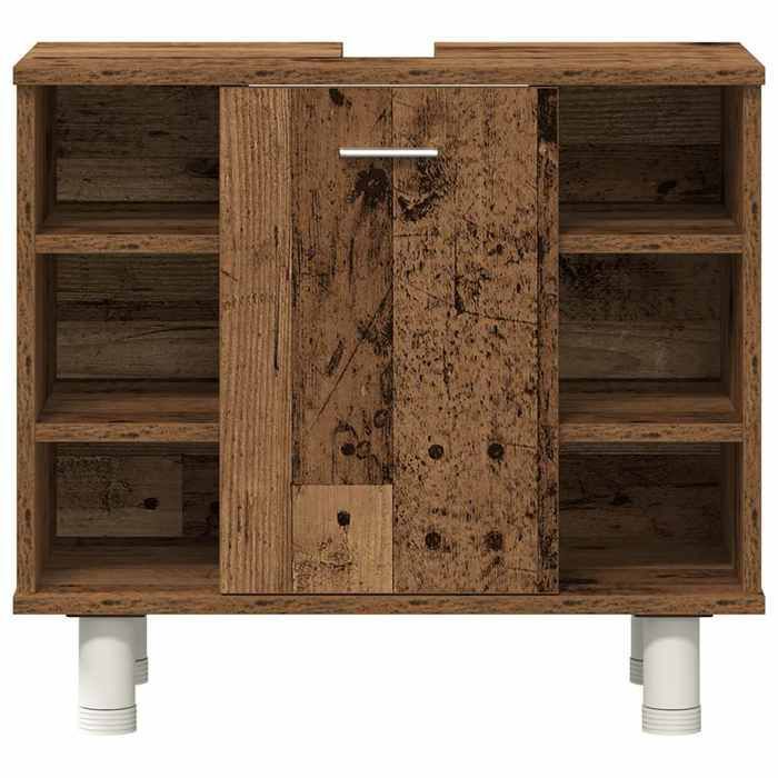 Badkamermeubelset - KALISSE - 3-delig - Samengesteld hout - Gerecycled hout - 80x20,5x64 cm - 30x30x95 cm