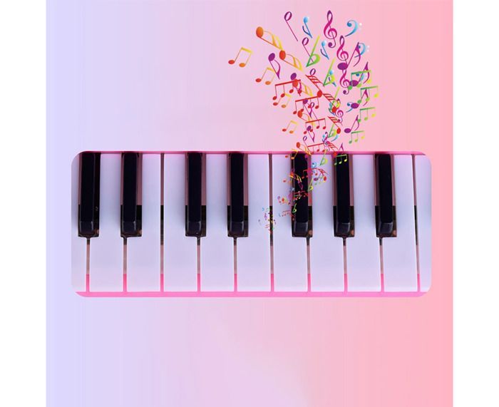 Piano electrónico de 37 teclas con micrófono para niños que aprenden a tocar un instrumento musical.