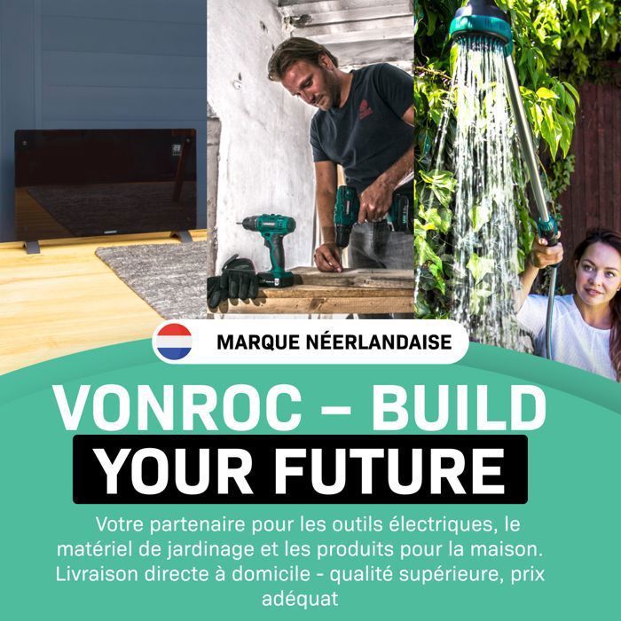 VONROC Décolleuse à Papier Peint à Vapeur 2200W - Réservoir 4.5L, Autonomie 75 min, Flexible 3m, Plateau 28x20cm - VONROC