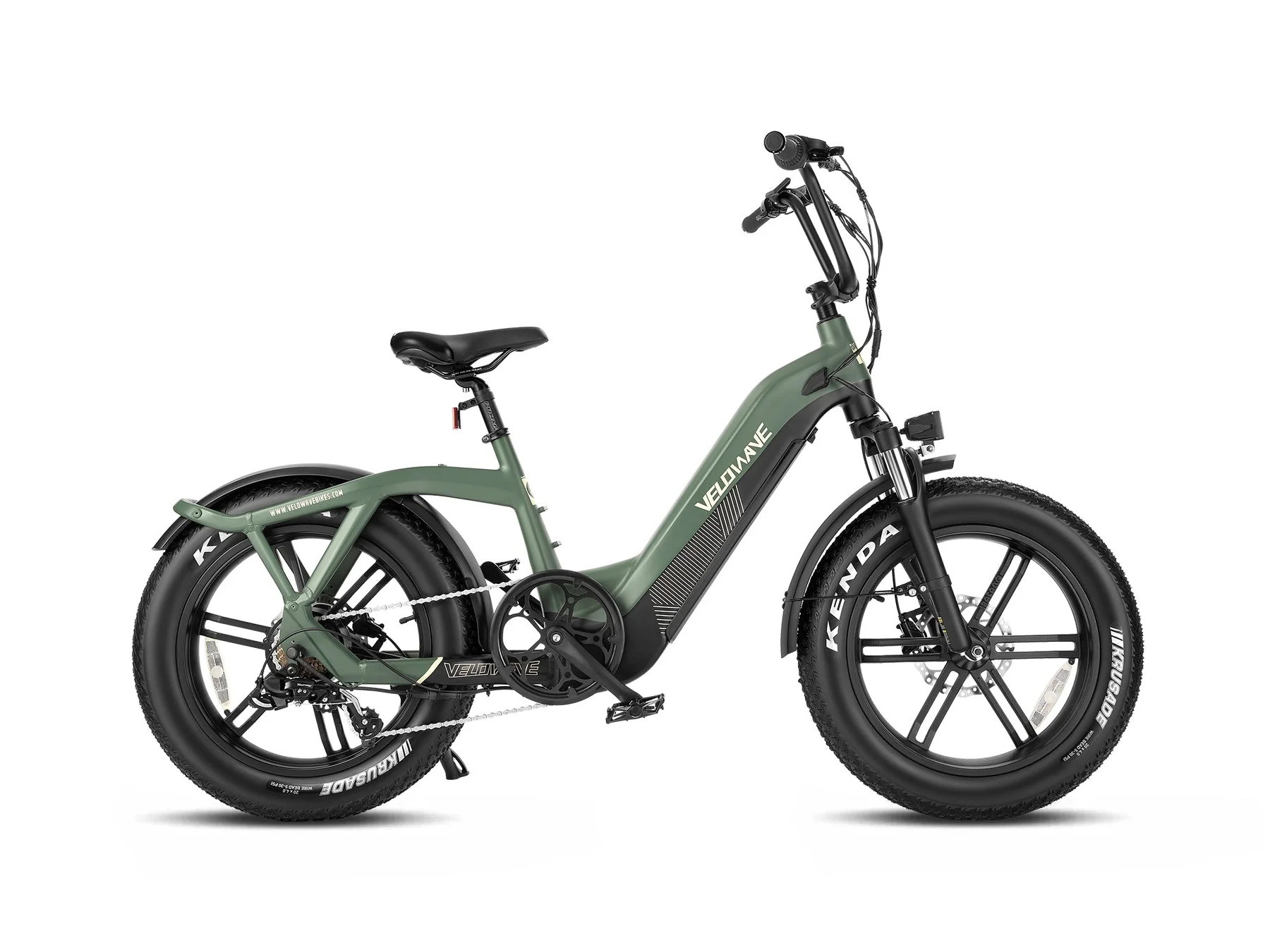 Bicicletta elettrica compatta Pony con telaio a scavalco.
