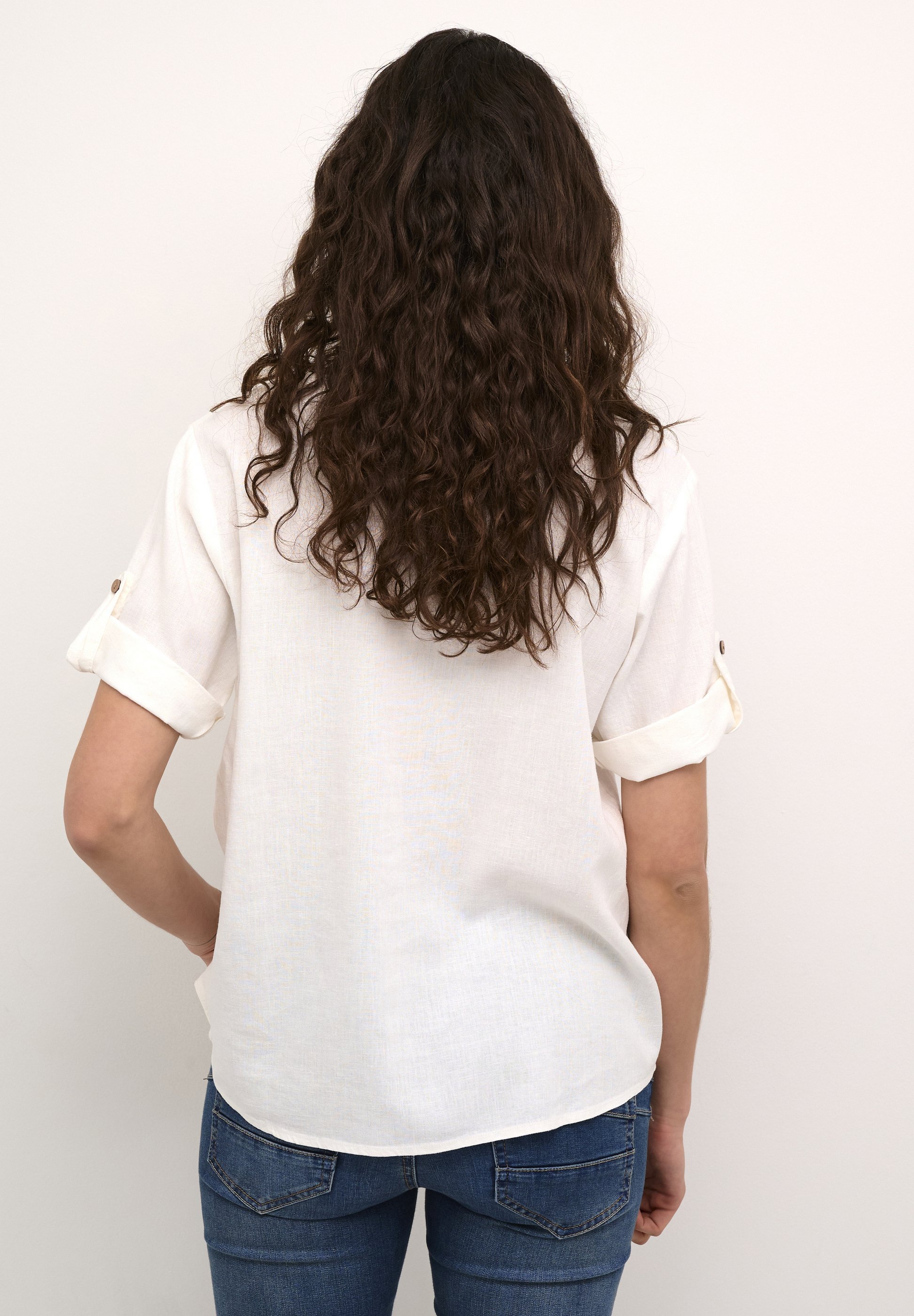 CRVENTA FOLD-UP - Bluse - snow white