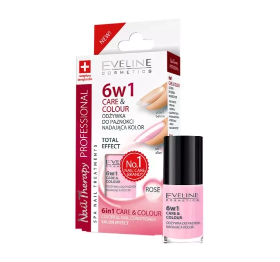 Eveline Cosmetics Nail Therapy 6w1 Care&Colour Salon Effect odżywka do paznokci Rose 5 ml