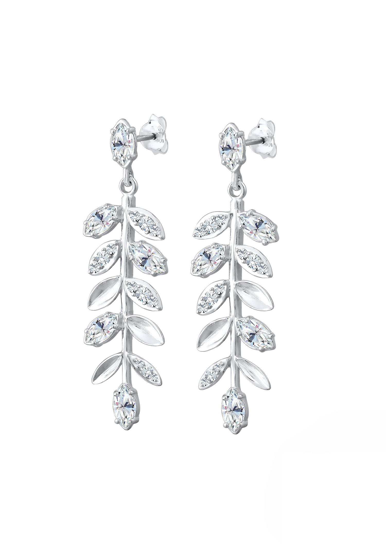 Elli PREMIUM Femmes symbole de la feuille avec cristaux en argent sterling 925