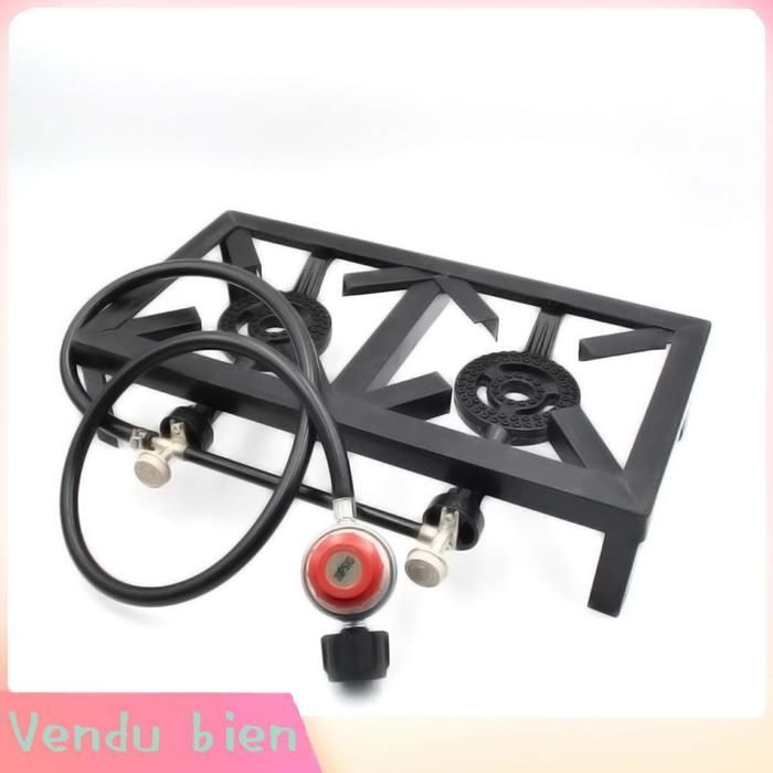 Estufa de gas propano para exteriores Garosa de 8 kW, estufa doble de hierro fundido, para patio, camping, barbacoa, deportes, mosquitera, color negro.