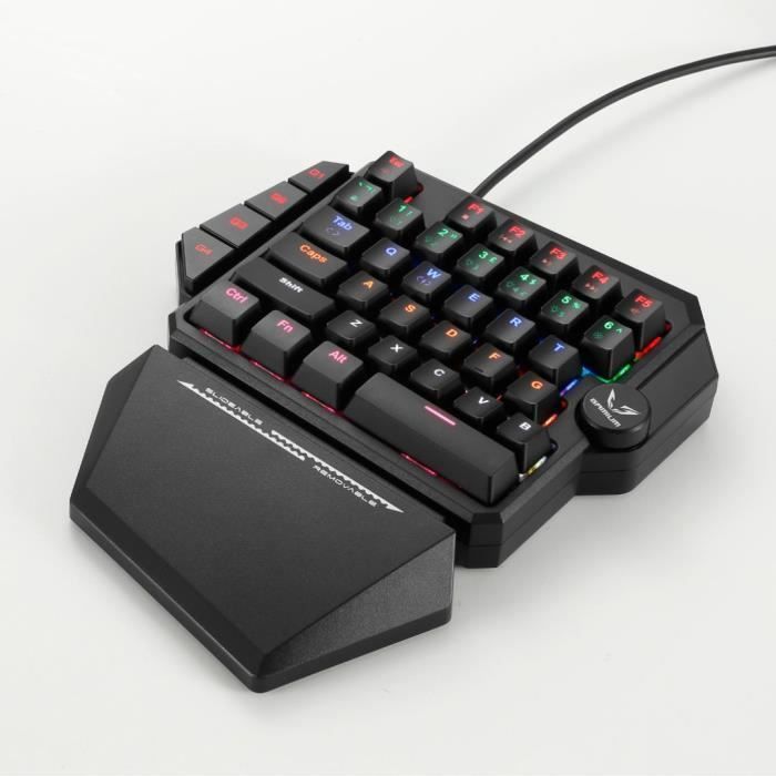 WE Gamium – Kabelgebundene mechanische Gaming-Tastatur, Einhandbedienung – 35 Tasten – 4 Makrotasten – Blaue Schalter – Hintergrundbeleuchtung