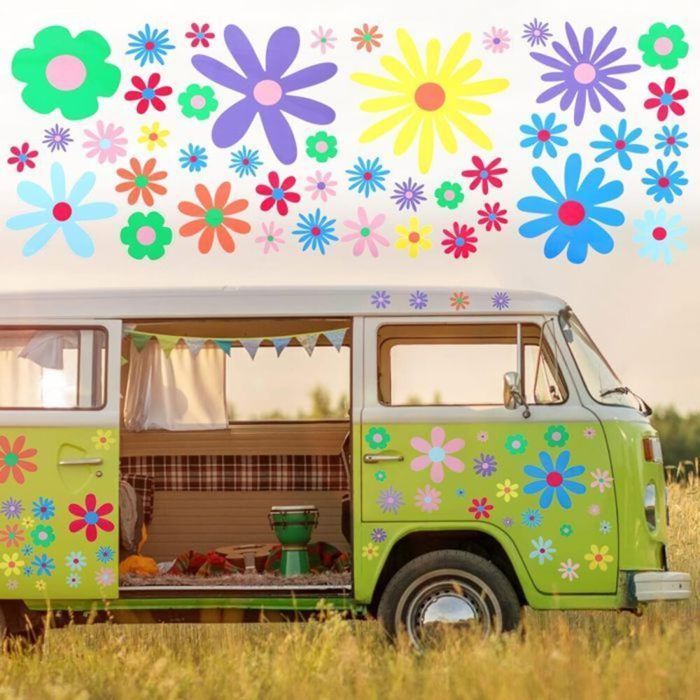90 pegatinas para coche, pegatinas de flores de vinilo para decoración exterior de vehículos.