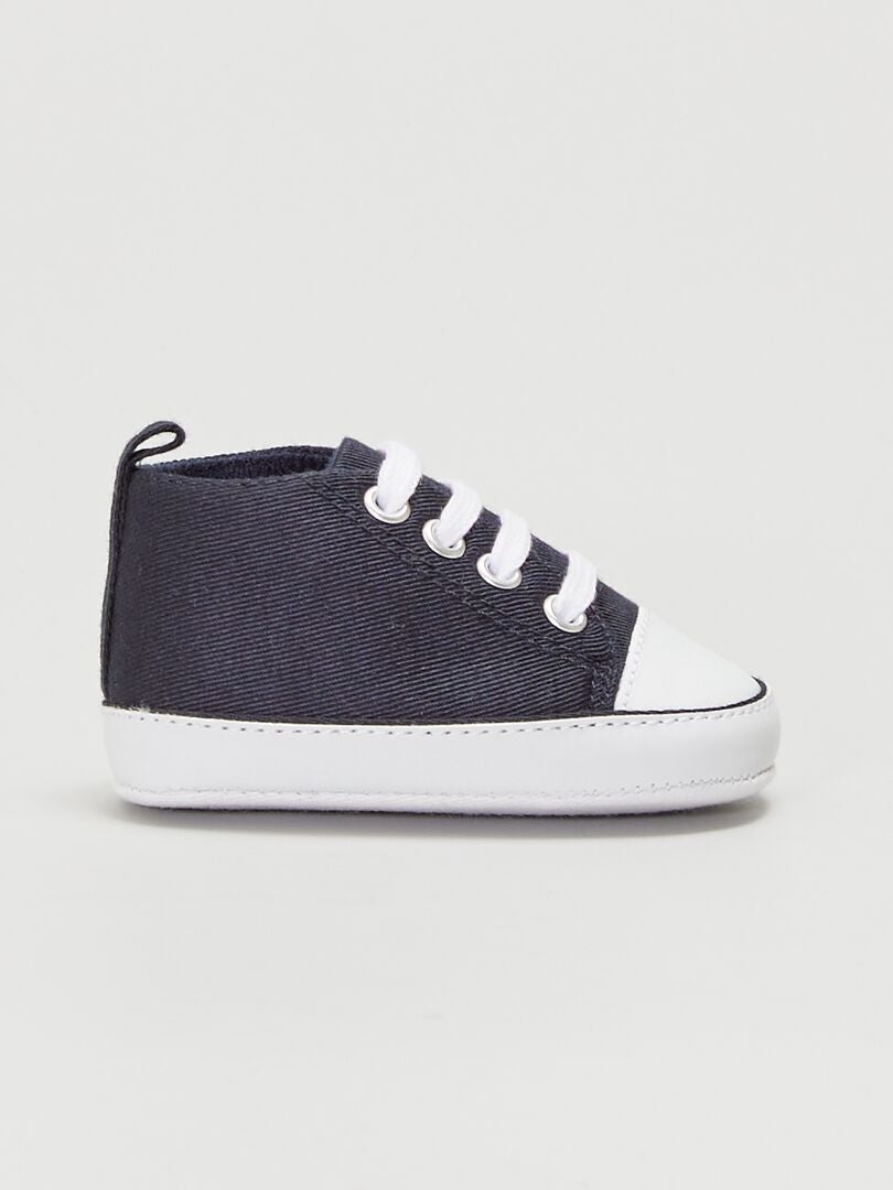 Hoge canvas sneakers - marineblauw